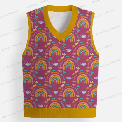 Pagewings Equality Inclusion Literacy Unisex V-Neck Ugly Knit Vest