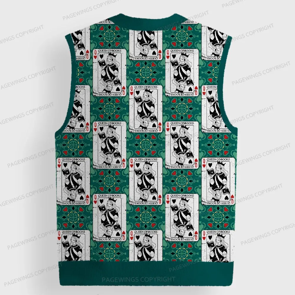 Pagewings Queen Of Books Unisex V-Neck Ugly Knit Vest