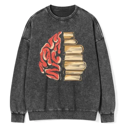 Pagewings  Book is Brain Unisex Washed Sweatshirt