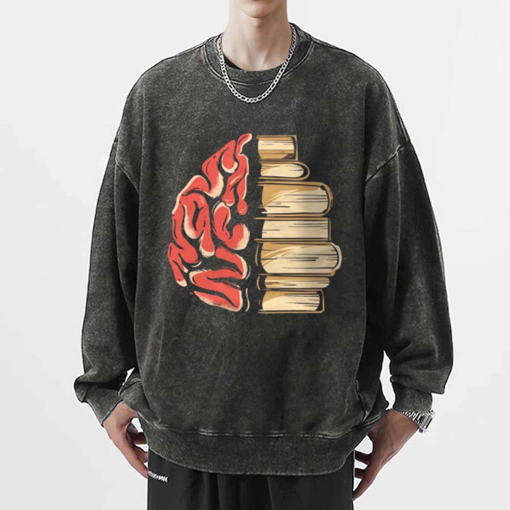Pagewings  Book is Brain Unisex Washed Sweatshirt