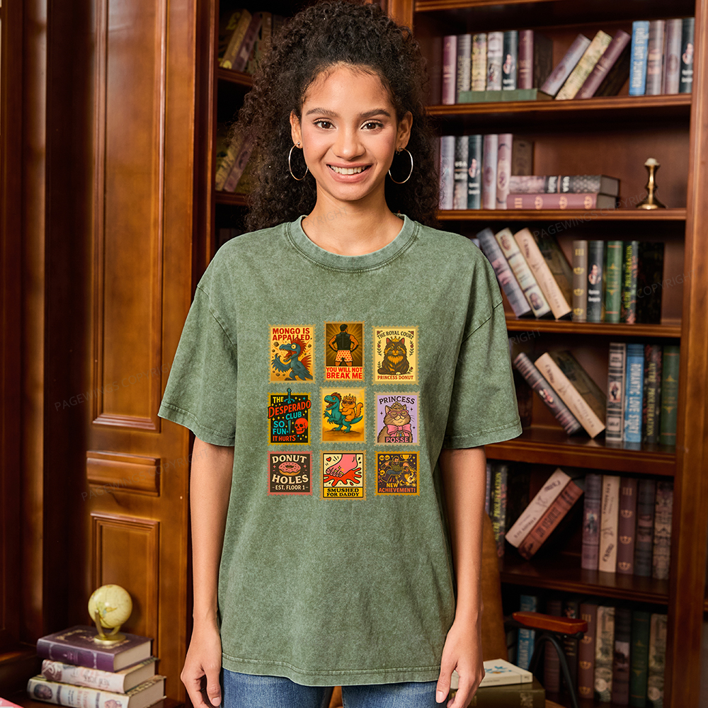 Pagewings Vintage Stamp Unisex Washed T-shirt