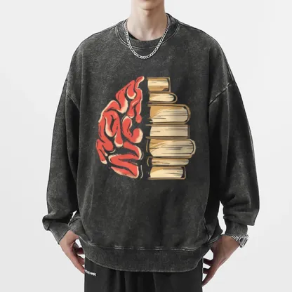 Pagewings  Book is Brain Unisex Washed Sweatshirt