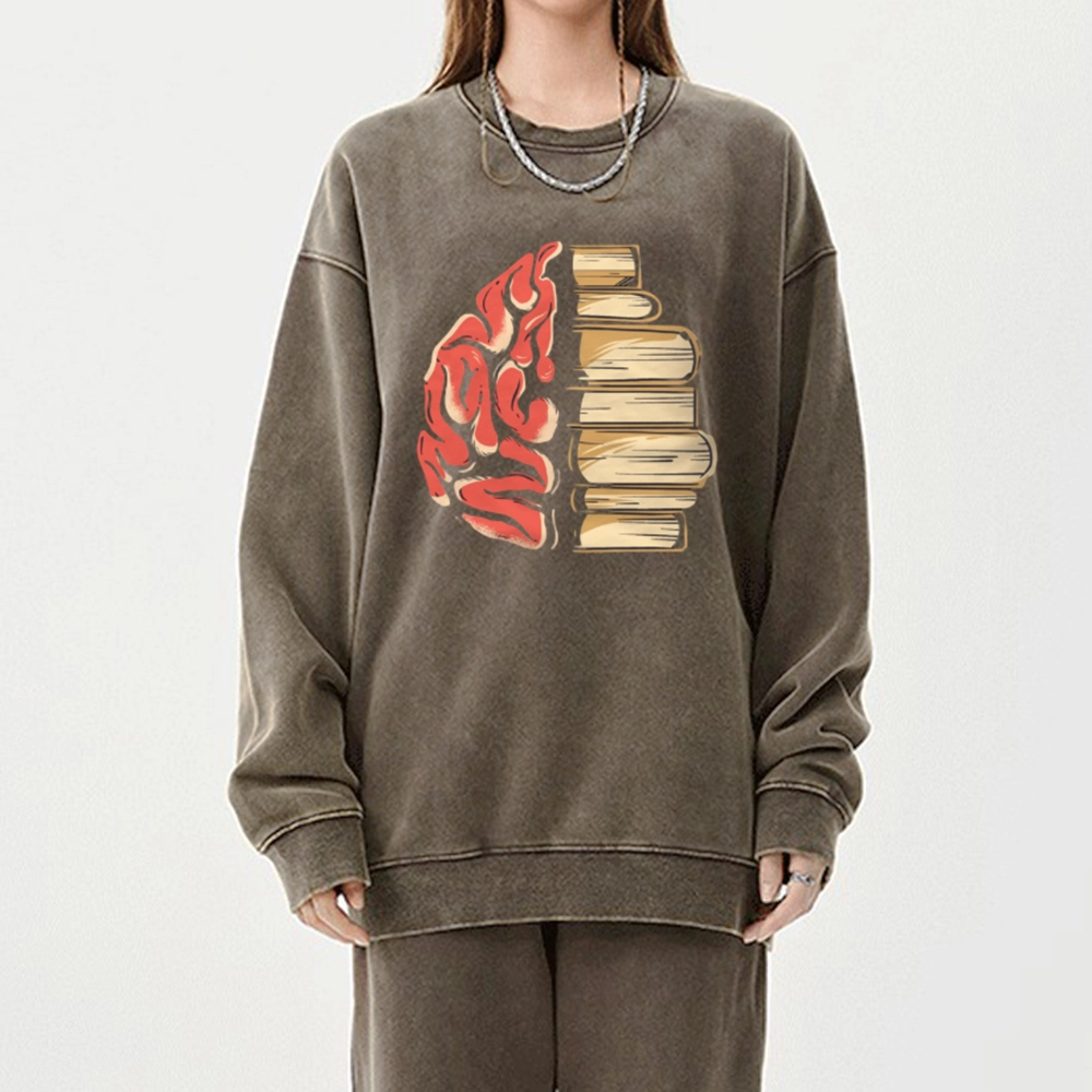 Pagewings  Book is Brain Unisex Washed Sweatshirt