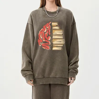 Pagewings  Book is Brain Unisex Washed Sweatshirt