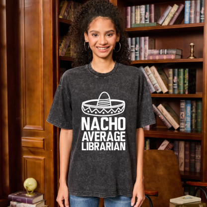 Pagewings Nacho Average Librarian Unisex Washed T-shirt