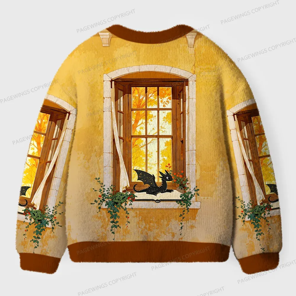 Pagewings Dragons Reading Unisex Ugly Cardigan Sweaters