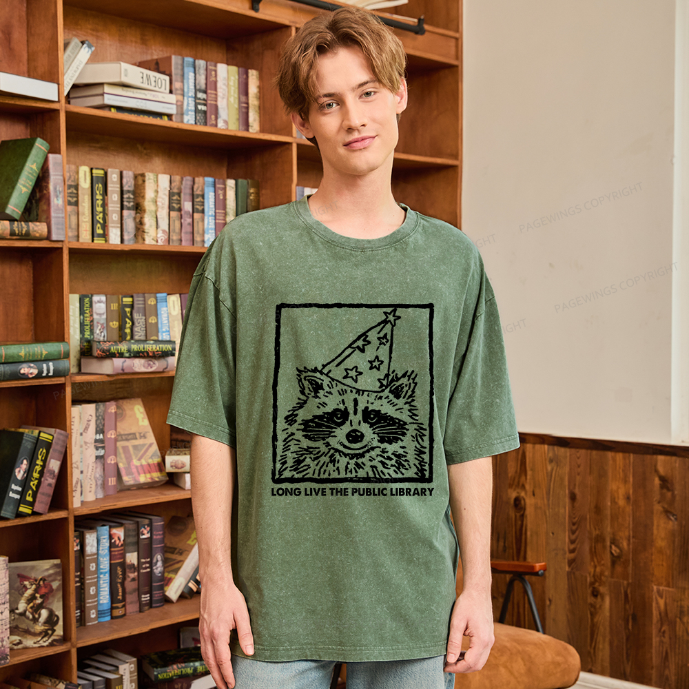 Pagewings Long Live The Public Library Unisex Washed T-shirt