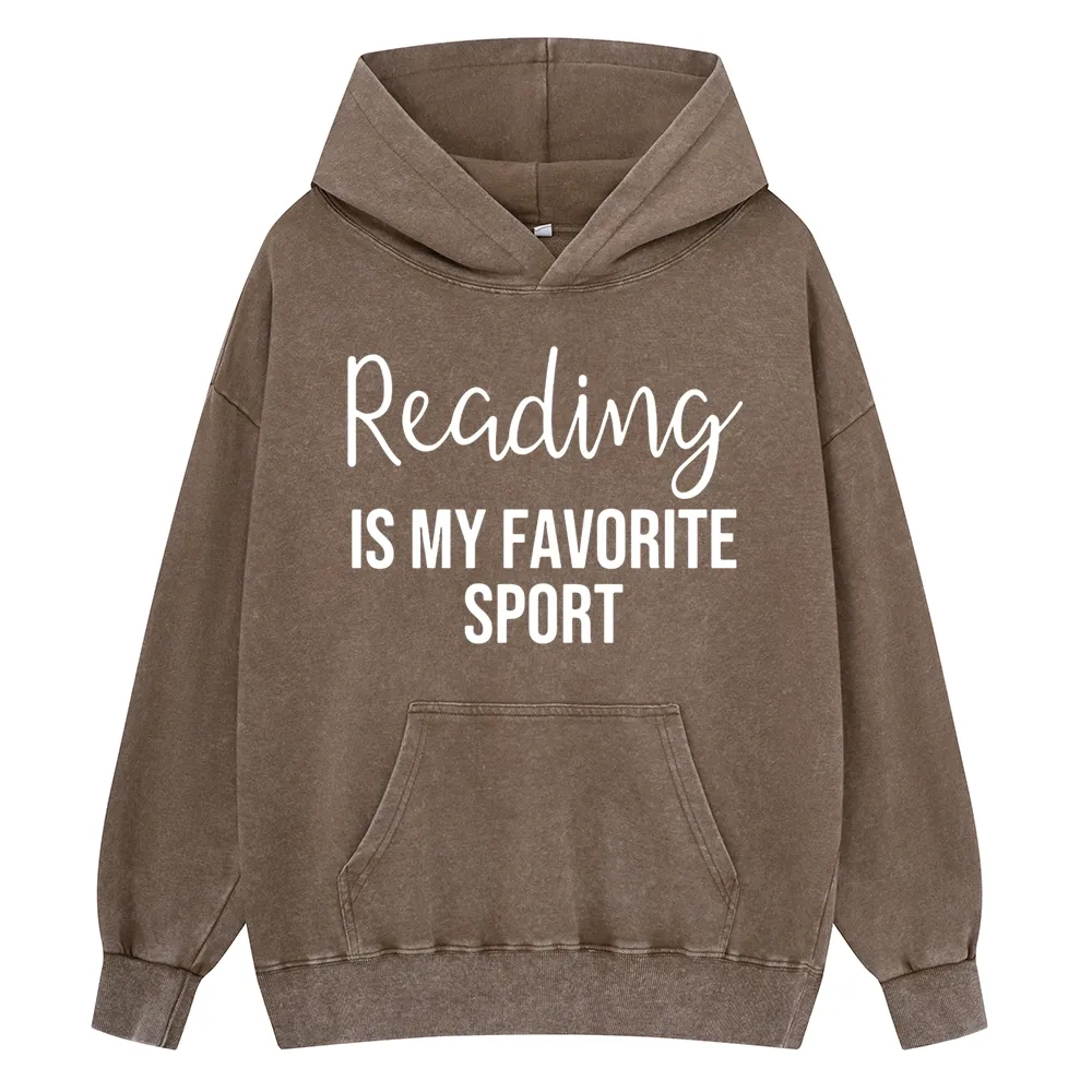 Pagewings Reading is My Favourite Sport Unisex Washed Hoodie