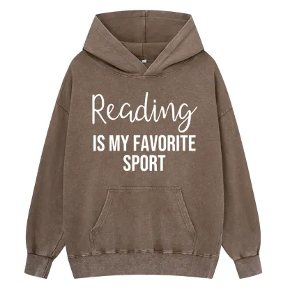 Pagewings Reading is My Favourite Sport Unisex Washed Hoodie