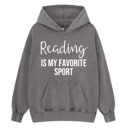 Pagewings Reading is My Favourite Sport Unisex Washed Hoodie