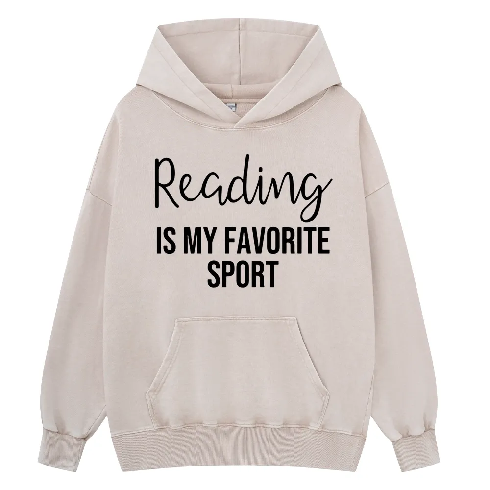 Pagewings Reading is My Favourite Sport Unisex Washed Hoodie