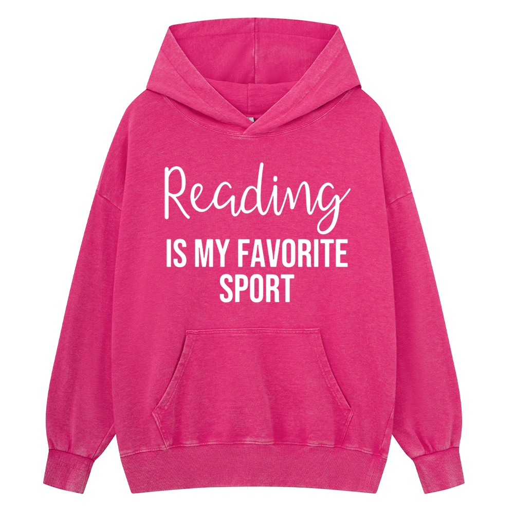 Pagewings Reading is My Favourite Sport Unisex Washed Hoodie
