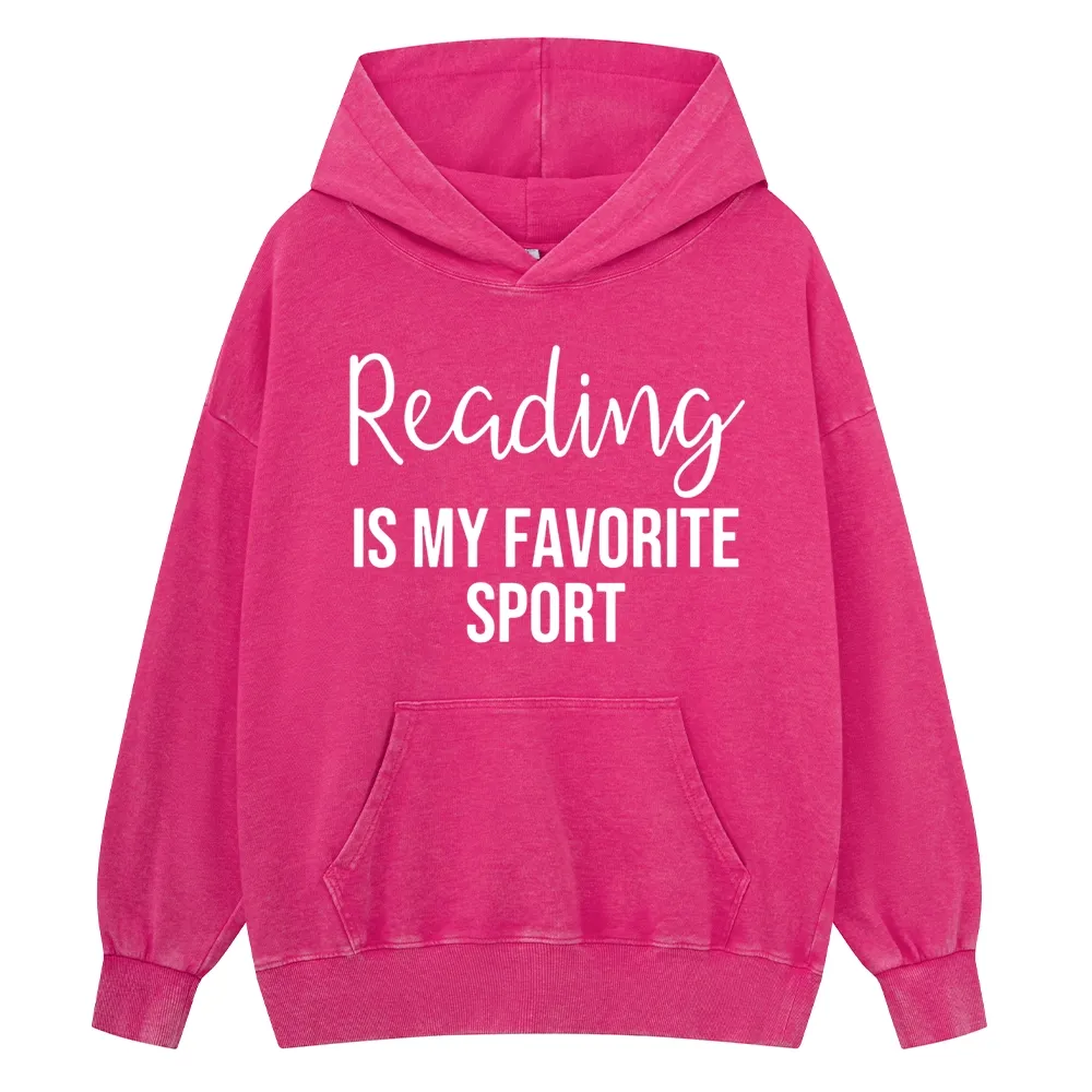 Pagewings Reading is My Favourite Sport Unisex Washed Hoodie
