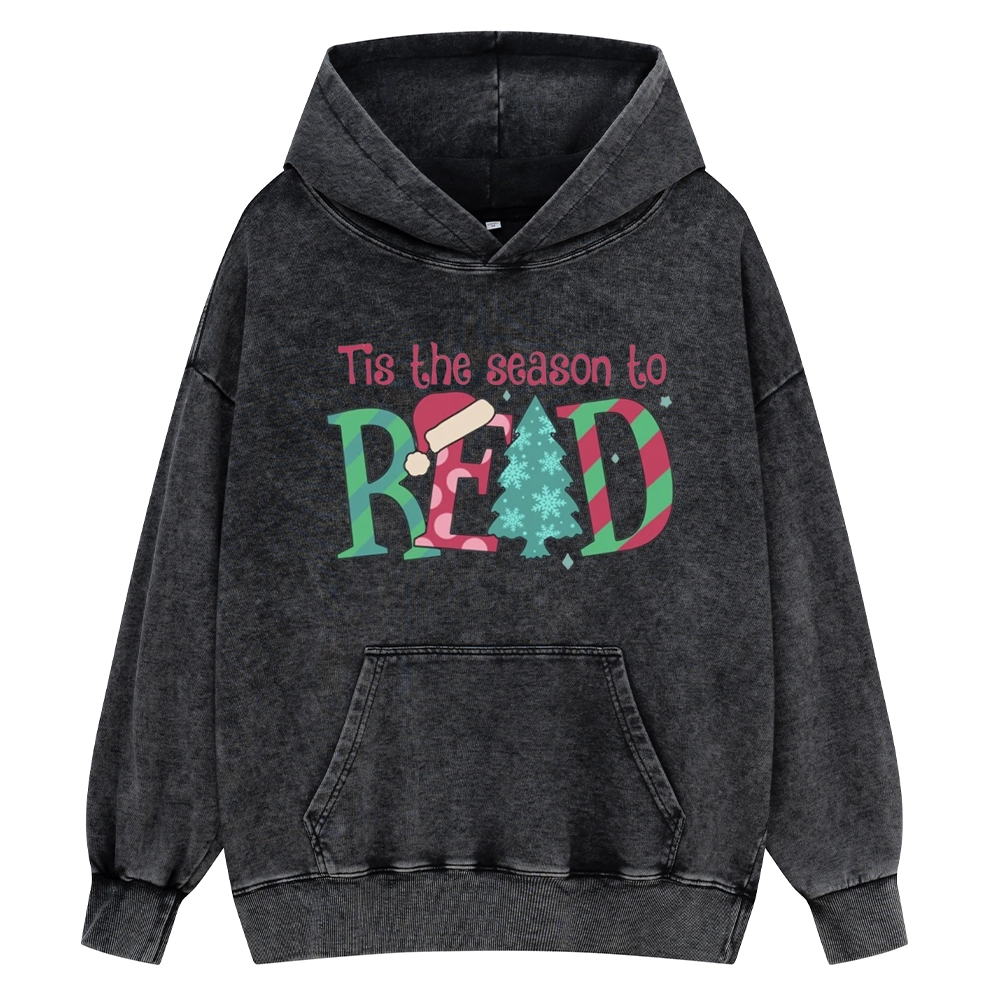Pagewings Christmas Reading Unisex Washed Hoodie