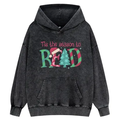 Pagewings Christmas Reading Unisex Washed Hoodie