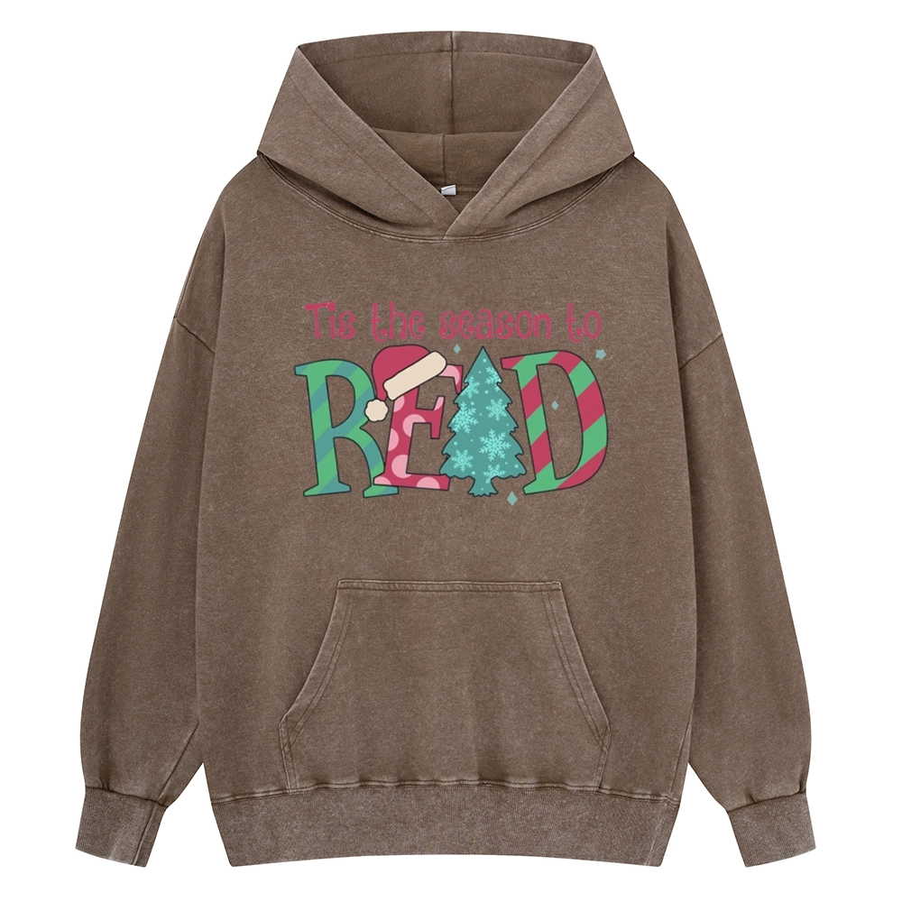 Pagewings Christmas Reading Unisex Washed Hoodie
