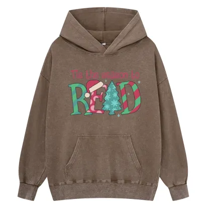 Pagewings Christmas Reading Unisex Washed Hoodie