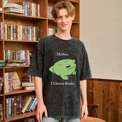 Pagewings Mother I Choose Books Unisex Washed T-shirt