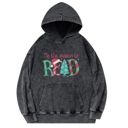 Pagewings Christmas Reading Unisex Washed Hoodie