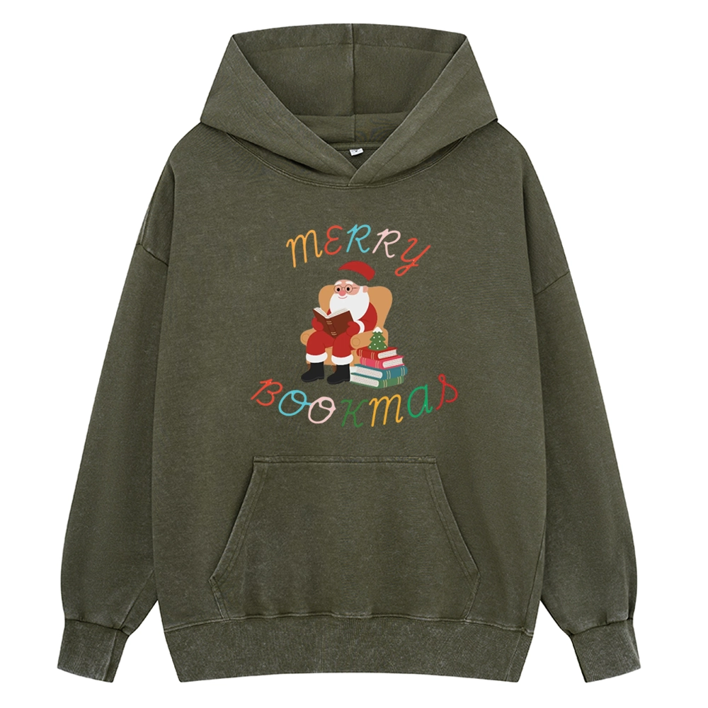 Pagewings Merry Bookmas Christmas Unisex Washed Hoodie