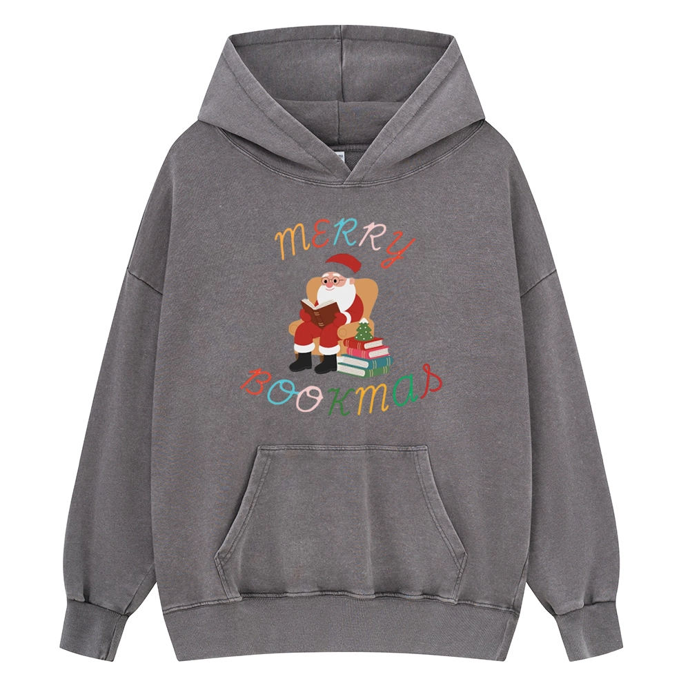 Pagewings Merry Bookmas Christmas Unisex Washed Hoodie