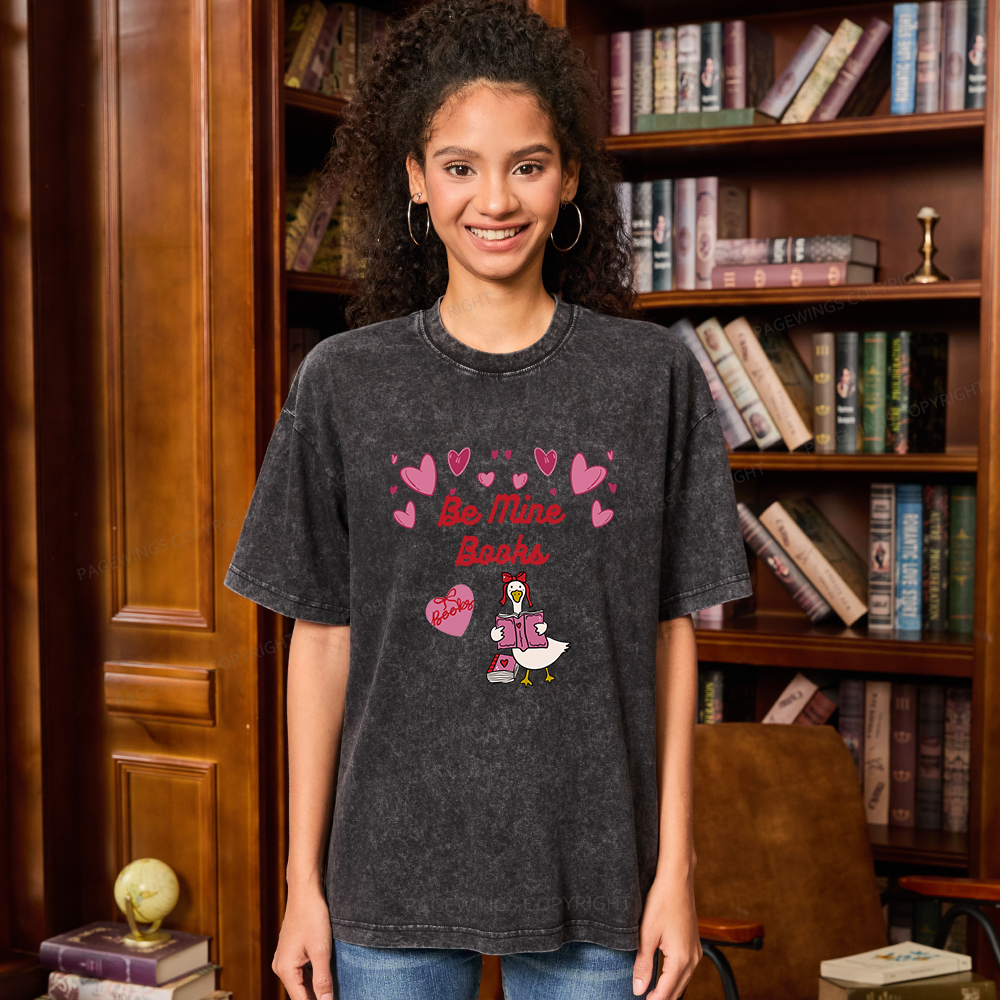Pagewings Be Mine Books Unisex Washed T-shirt