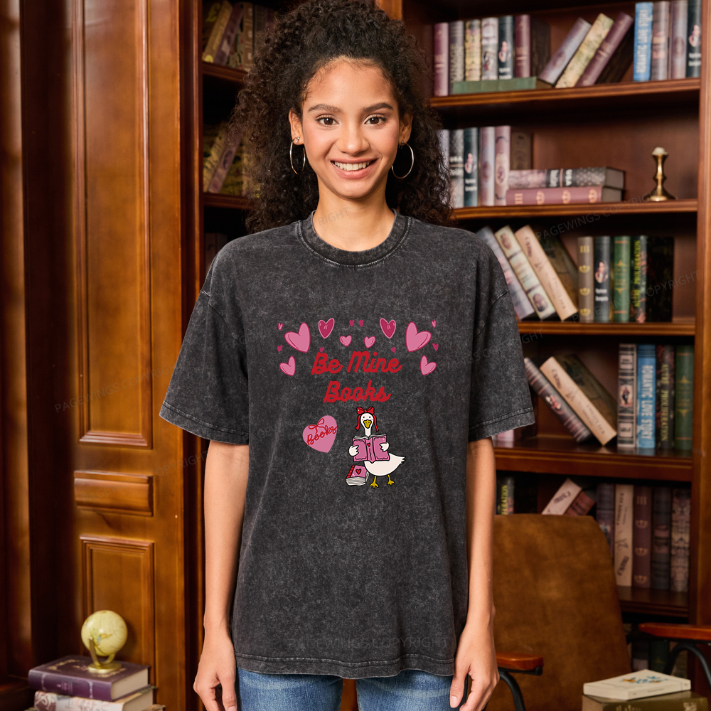 Pagewings Be Mine Books Unisex Washed T-shirt