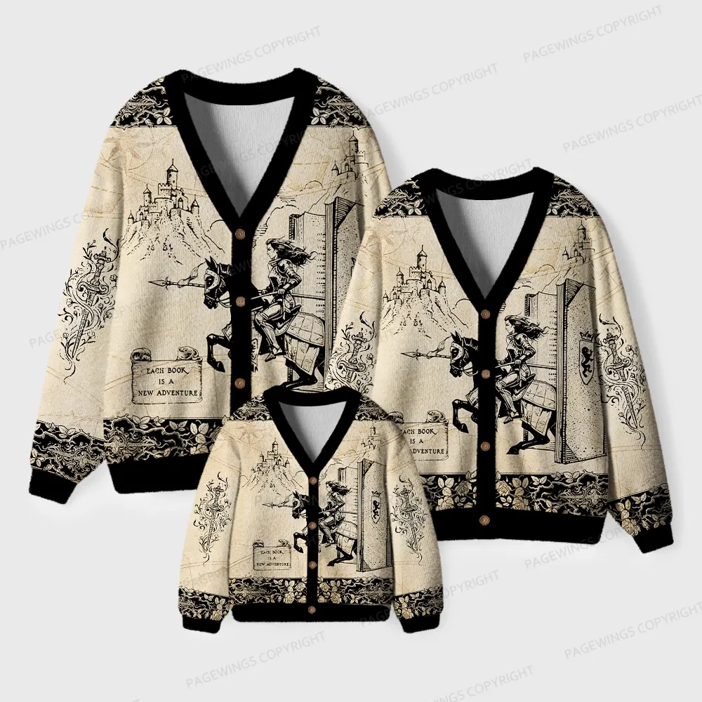 Pagewings Each Book Is A New Adventure Unisex Ugly Cardigan Sweaters