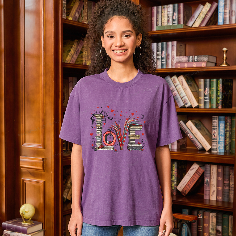 Pagewings Love Books Unisex Washed T-shirt