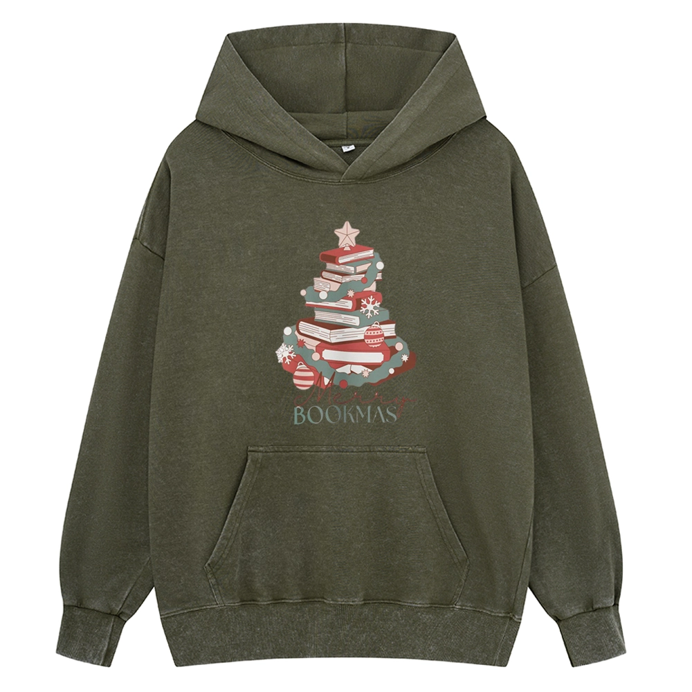 Pagewings Merry Bookmas Unisex Washed Hoodie