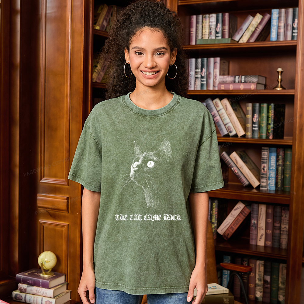 Pagewings The Cat Came Back Unisex Washed T-shirt