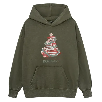 Pagewings Merry Bookmas Unisex Washed Hoodie