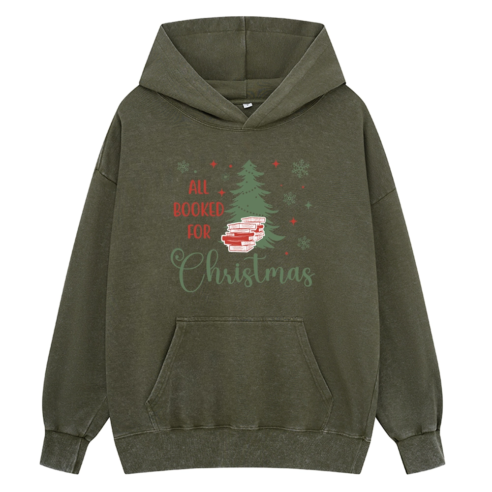 Pagewings All Booked for Christmas Unisex Washed Hoodie