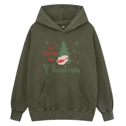 Pagewings All Booked for Christmas Unisex Washed Hoodie