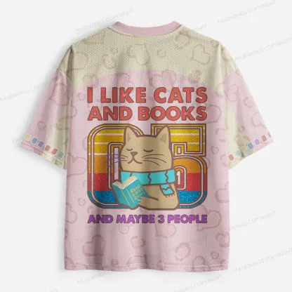 Pagewings I Like Cats And Books And Maybe 3 People Unisex Mesh Jersey