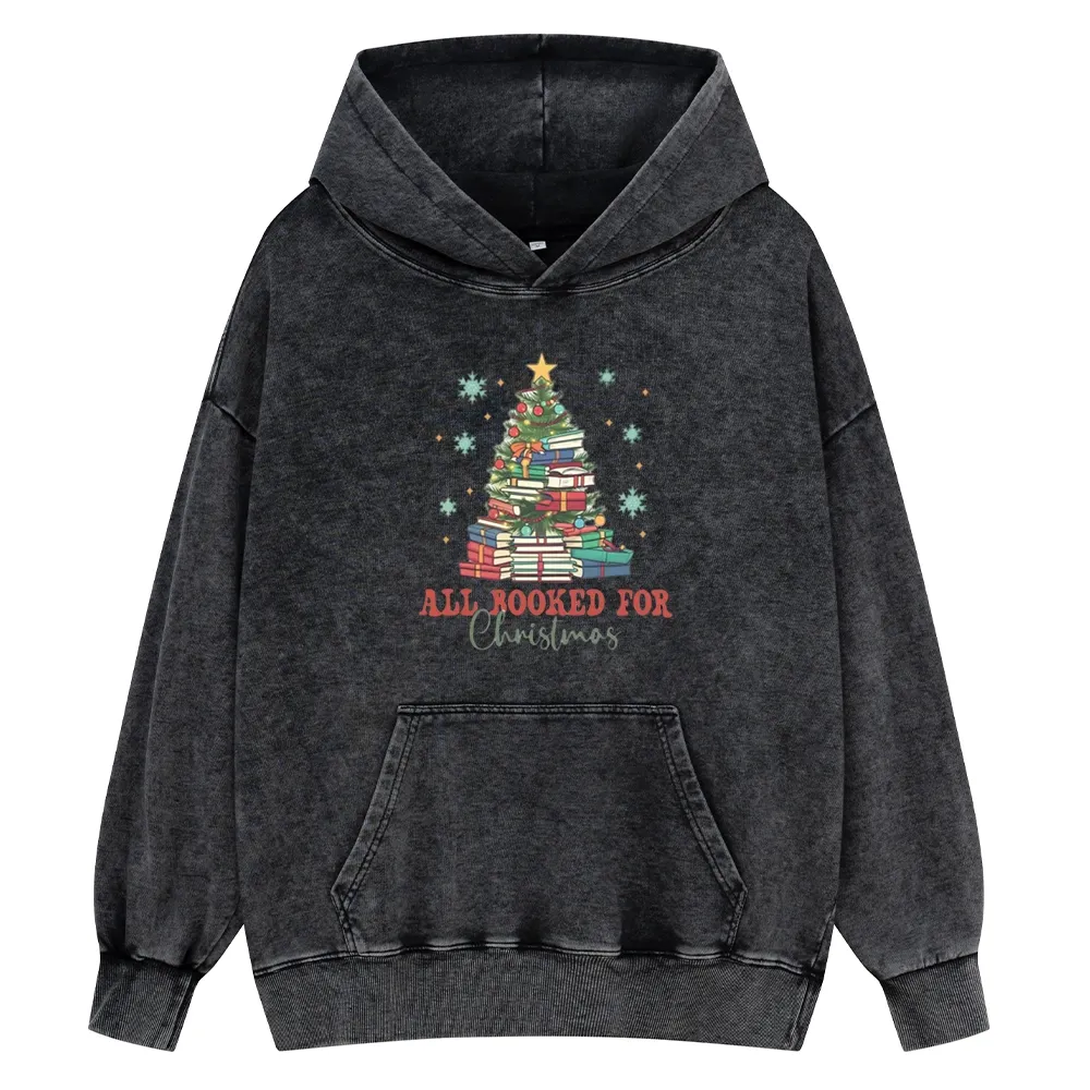 Pagewings All Booked for Christmas Unisex Washed Hoodie