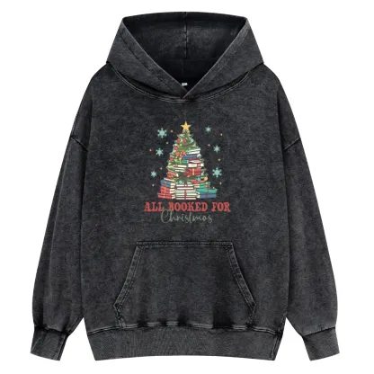 Pagewings All Booked for Christmas Unisex Washed Hoodie
