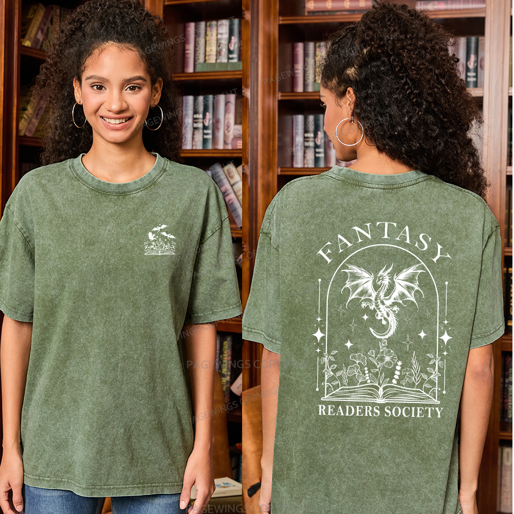 Pagewings Fantasy Reader Society Unisex Washed T-shirt