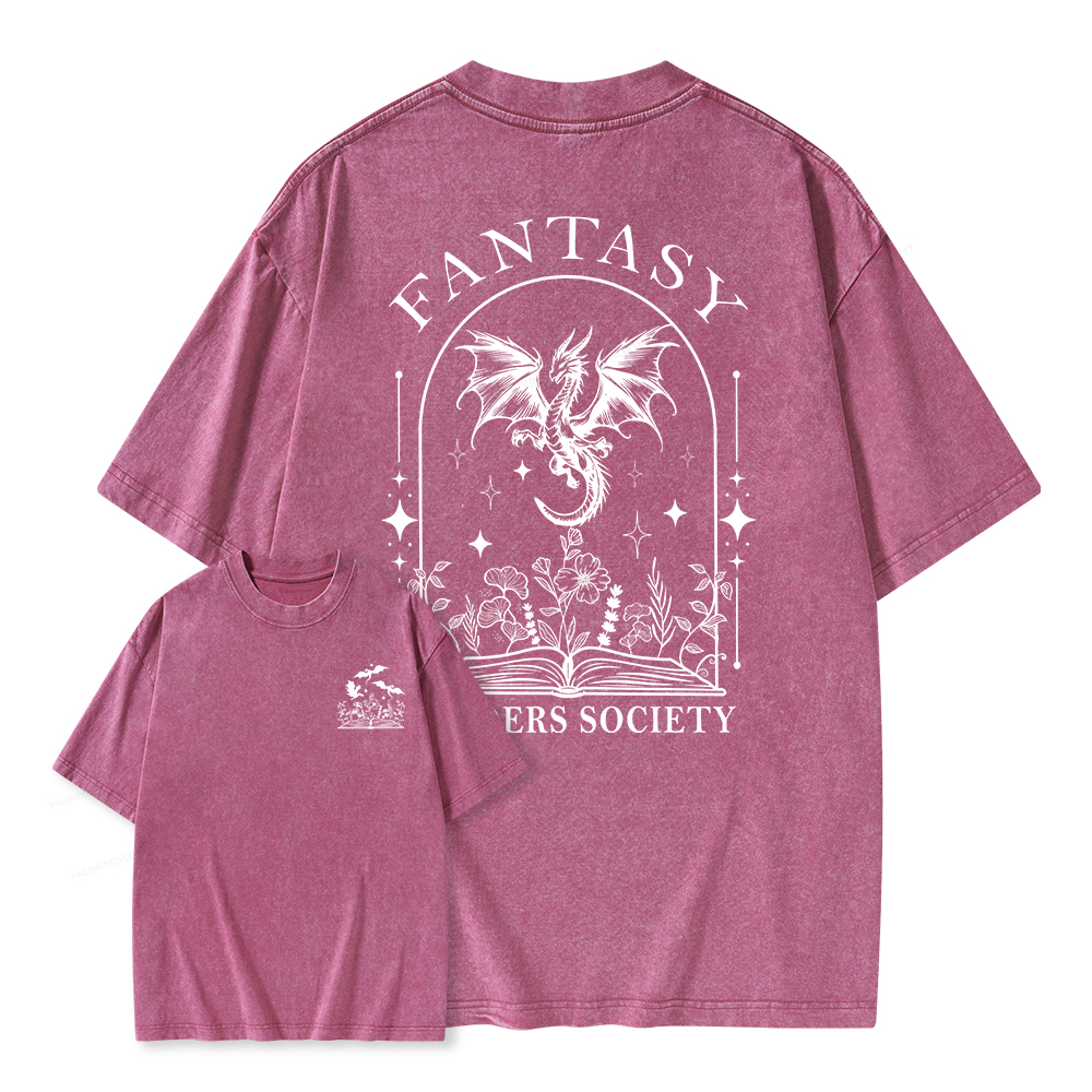 Pagewings Fantasy Reader Society Unisex Washed T-shirt