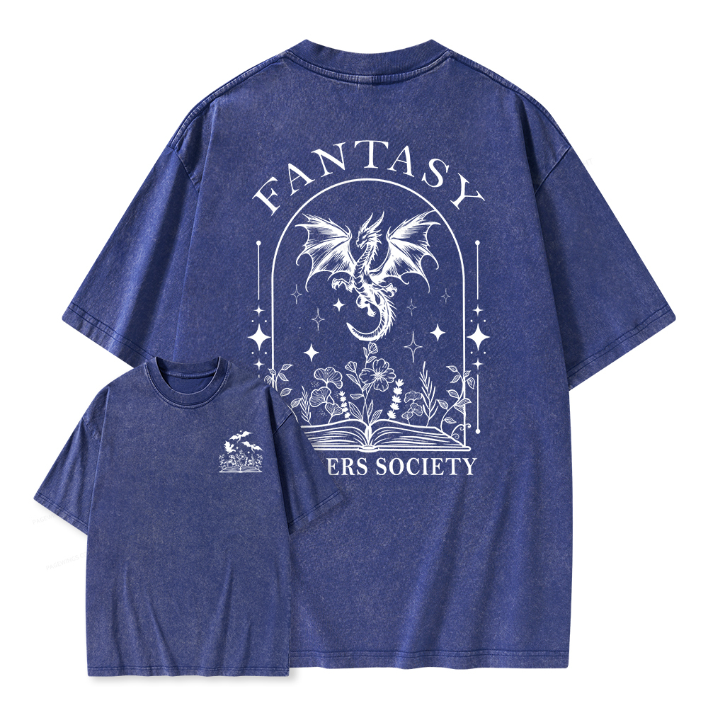 Pagewings Fantasy Reader Society Unisex Washed T-shirt