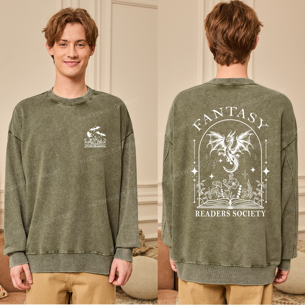 Pagewings Fantasy Reader Society Unisex Washed Sweatshirt