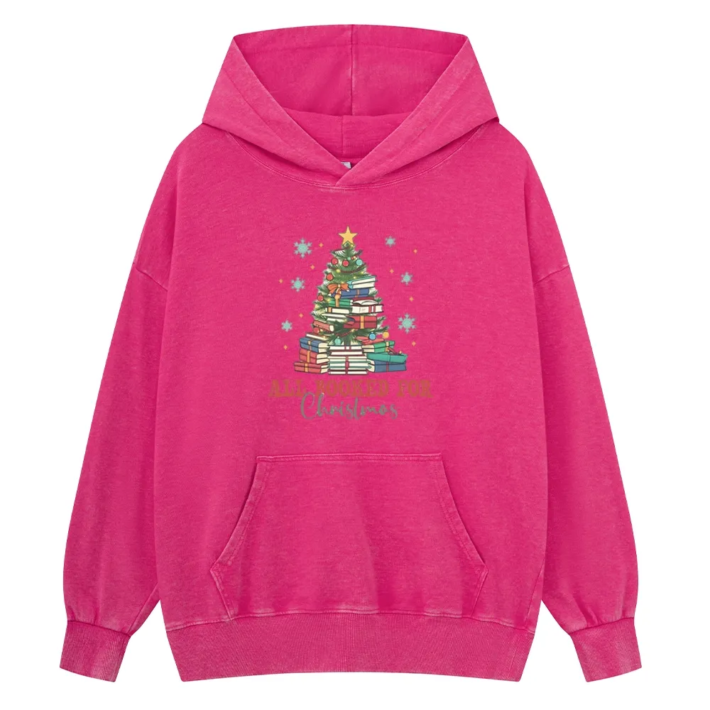 Pagewings All Booked for Christmas Unisex Washed Hoodie
