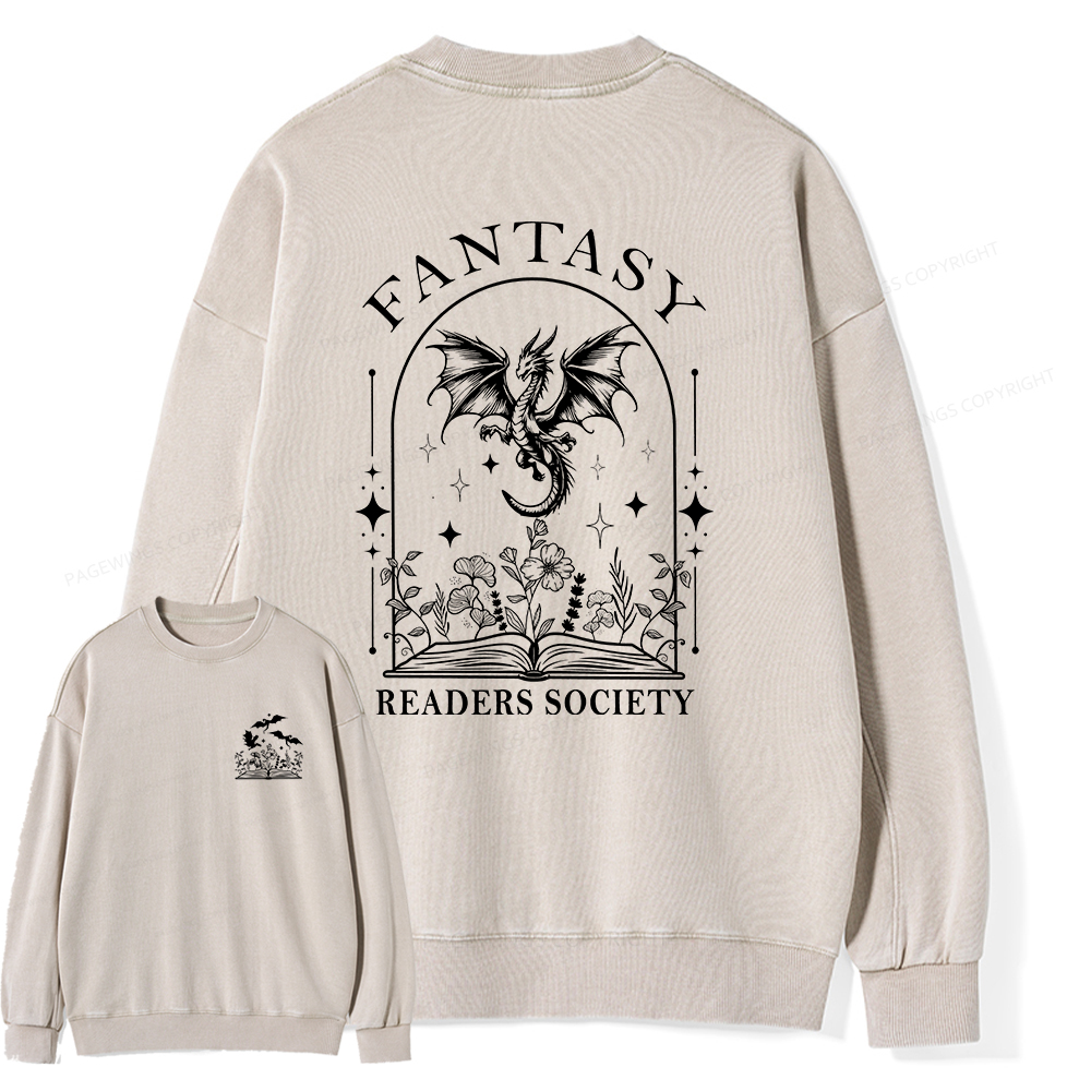 Pagewings Fantasy Reader Society Unisex Washed Sweatshirt
