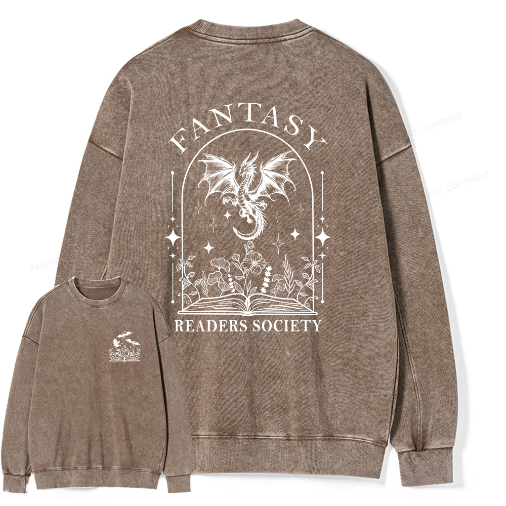 Pagewings Fantasy Reader Society Unisex Washed Sweatshirt