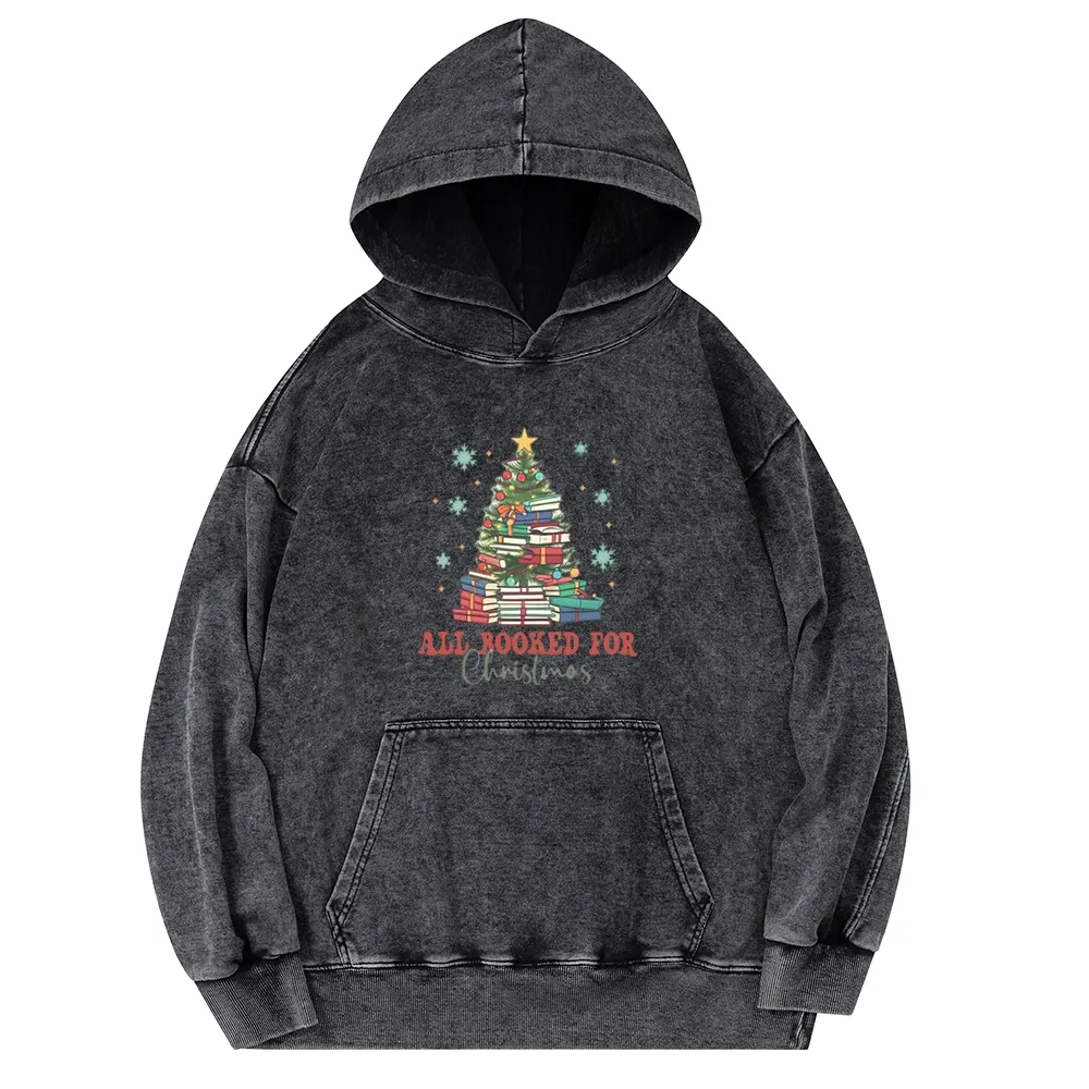 Pagewings All Booked for Christmas Unisex Washed Hoodie