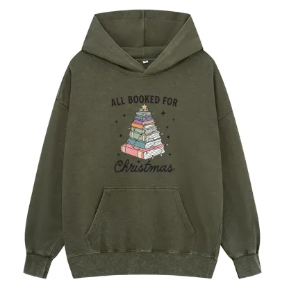 Pagewings All Booked For Christmas Unisex Washed Hoodie