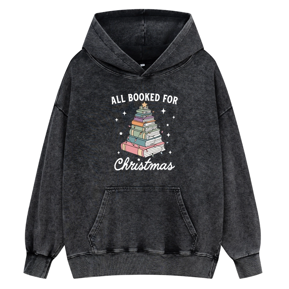 Pagewings All Booked For Christmas Unisex Washed Hoodie