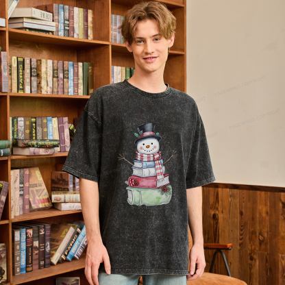 Pagewings Snowman Book Unisex Washed T-shirt