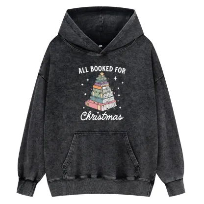Pagewings All Booked For Christmas Unisex Washed Hoodie