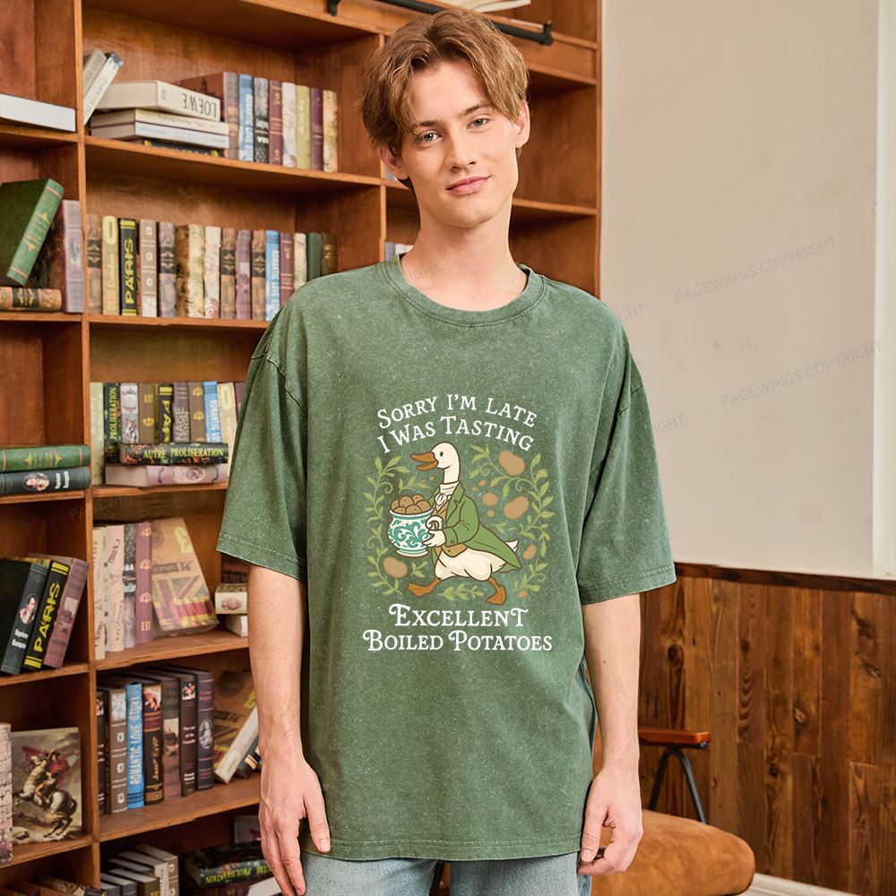 Pagewings Boiled Potatoes Unisex Washed T-shirt